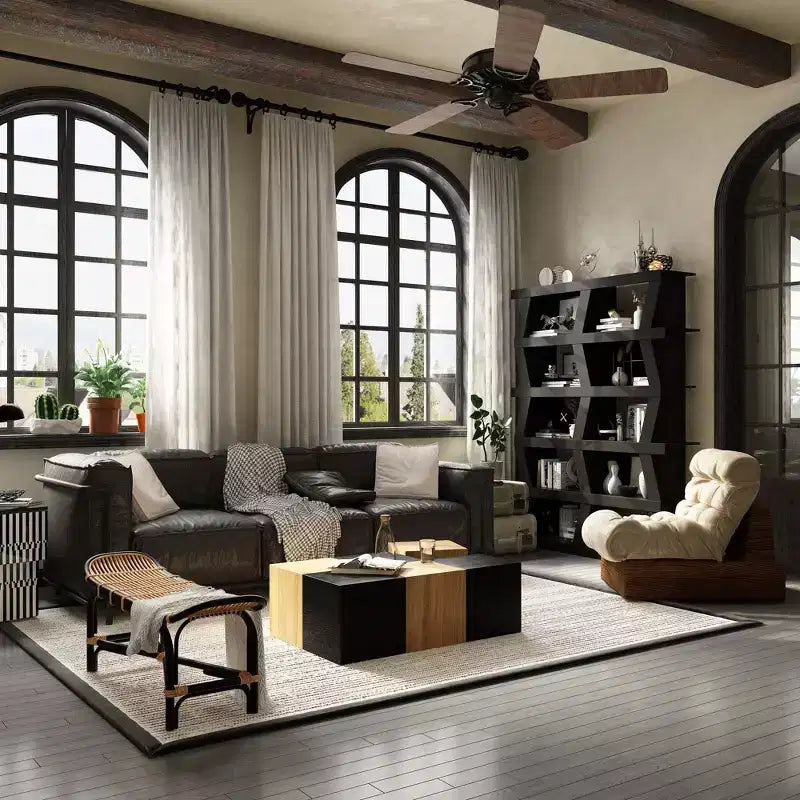Bibliothèque ouverte, étagère décorative à la forme unique, rangement multifonctionnel avec plusieurs compartiments, noire