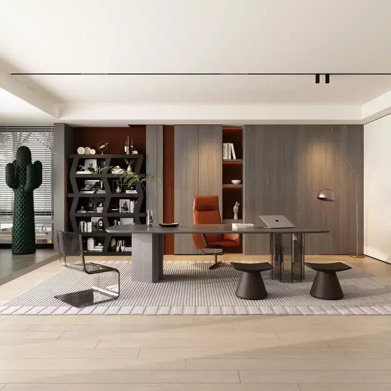 Bibliothèque ouverte, étagère décorative à la forme unique, rangement multifonctionnel avec plusieurs compartiments, noire