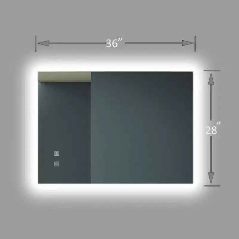 36X28 Zoll eleganter LED-Badezimmerspiegel mit hoher Lichtleistung, dimmbarem Touch-Bedienelement und Steuerung über Wandschalter