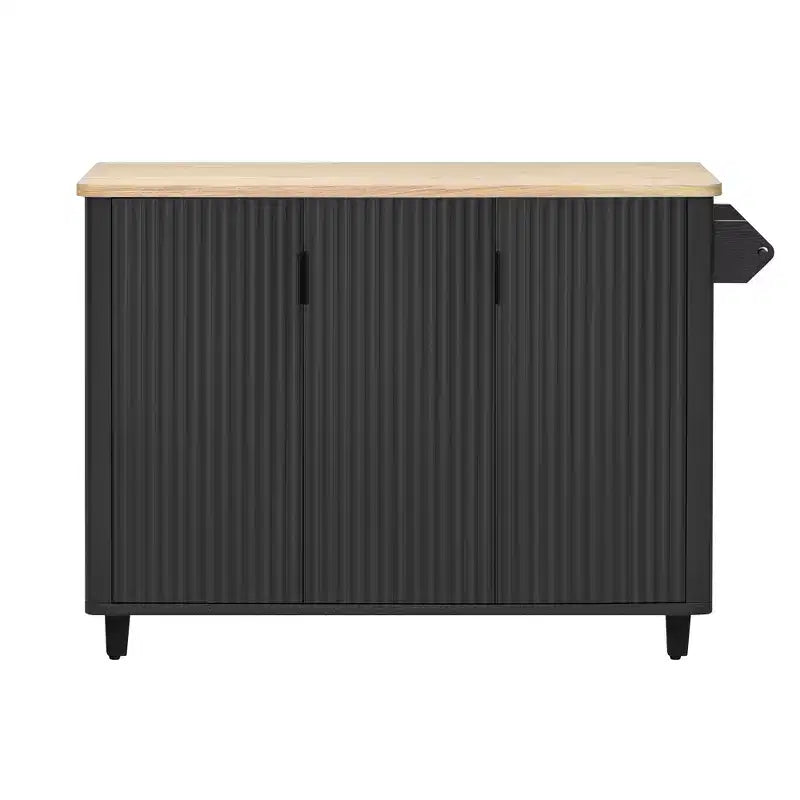 Isla de cocina moderna con ruedas de 51W, carrito de almacenamiento con ruedas bloqueables, ala abatible, estantes de almacenamiento y toallero, fresno blanco/fresno negro