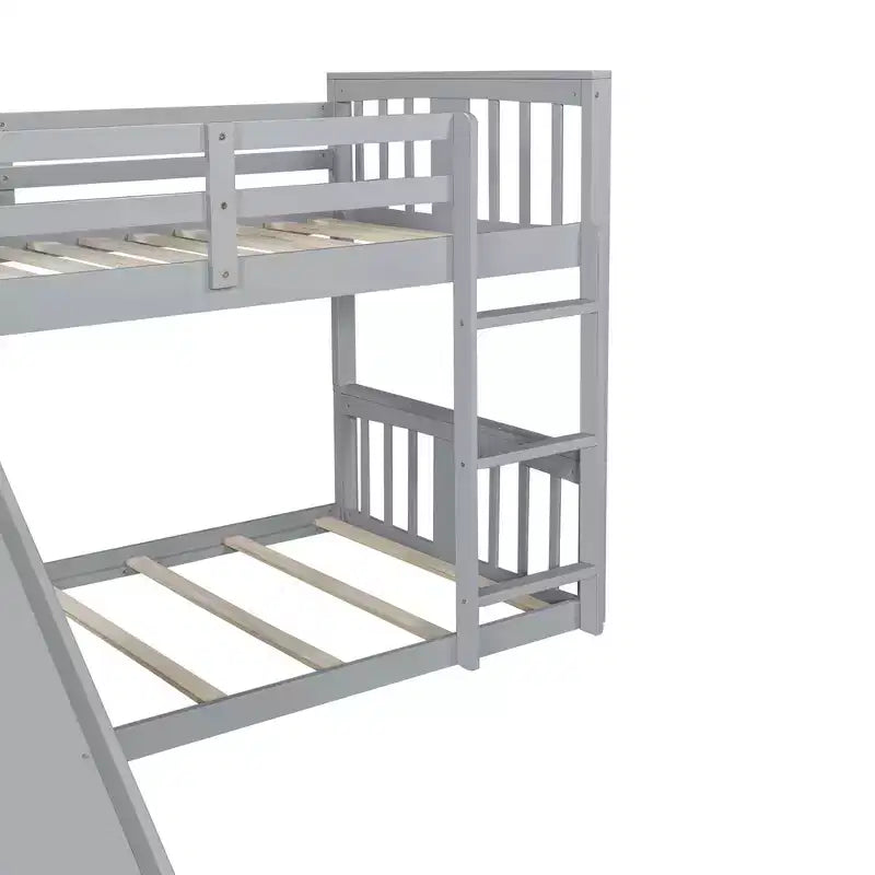 Lit superposé Montessori au sol pour enfants avec barrières de sécurité, tête et pied de lit, lit superposé bas pour enfants, garçons et filles, gris