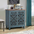 Captiva Designs Distressed Hollow-carved Accent Storage Sideboard Buffet Cabinet with Solid Wood Legs for Living Room Entryway Foyer