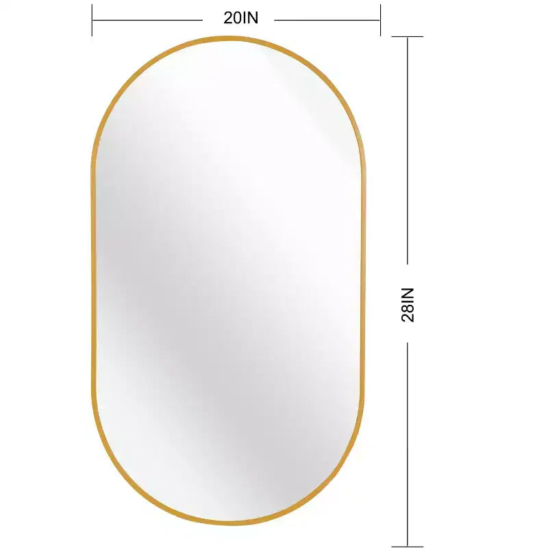 Minimalistischer ovaler Badezimmerspiegel mit Aluminiumrahmen, Hängespiegel, Wandspiegel für Badezimmer, Wohnzimmer und Schlafzimmer