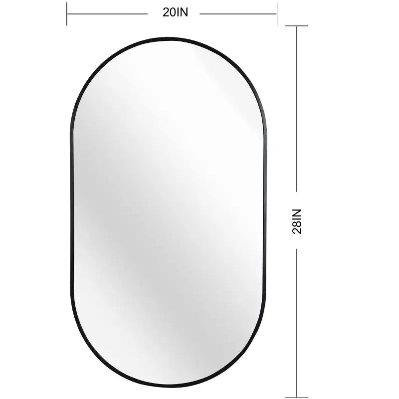Minimalistischer ovaler Badezimmerspiegel mit Aluminiumrahmen, Hängespiegel, Wandspiegel für Badezimmer, Wohnzimmer und Schlafzimmer