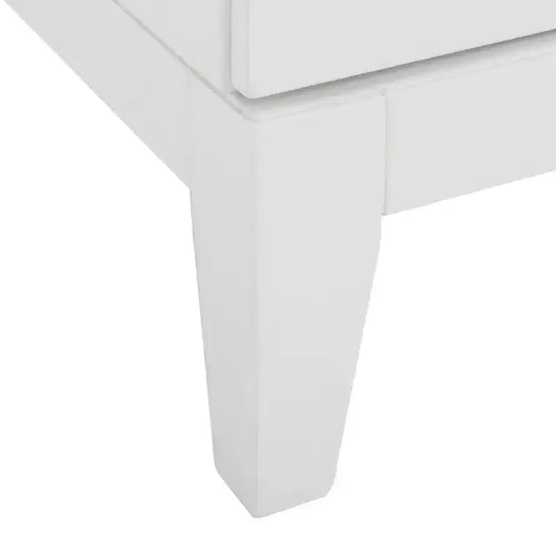 Klassischer minimalistischer Stil, Nachttisch mit 2 Schubladen, Weiß/Gold