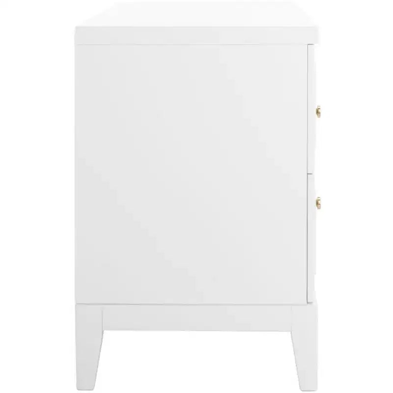 Klassischer minimalistischer Stil, Nachttisch mit 2 Schubladen, Weiß/Gold