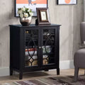 Sideboard-Vitrinenschrank mit zwei gerahmten Glastüren, 2 verstellbaren Regalböden und erhöhtem Sockel
