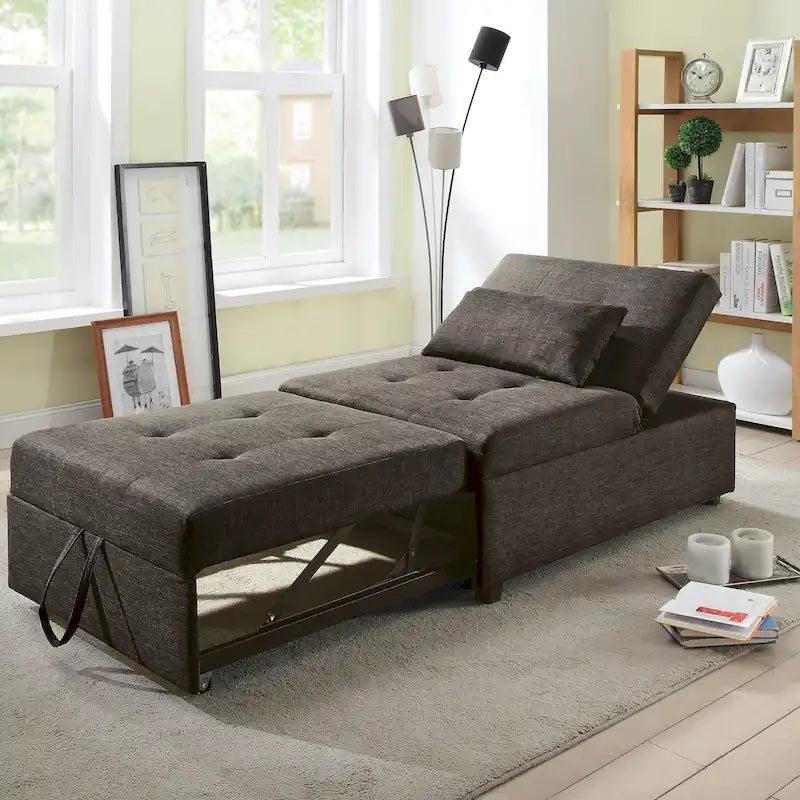 Sillón futón convertible contemporáneo de tela con capitoné