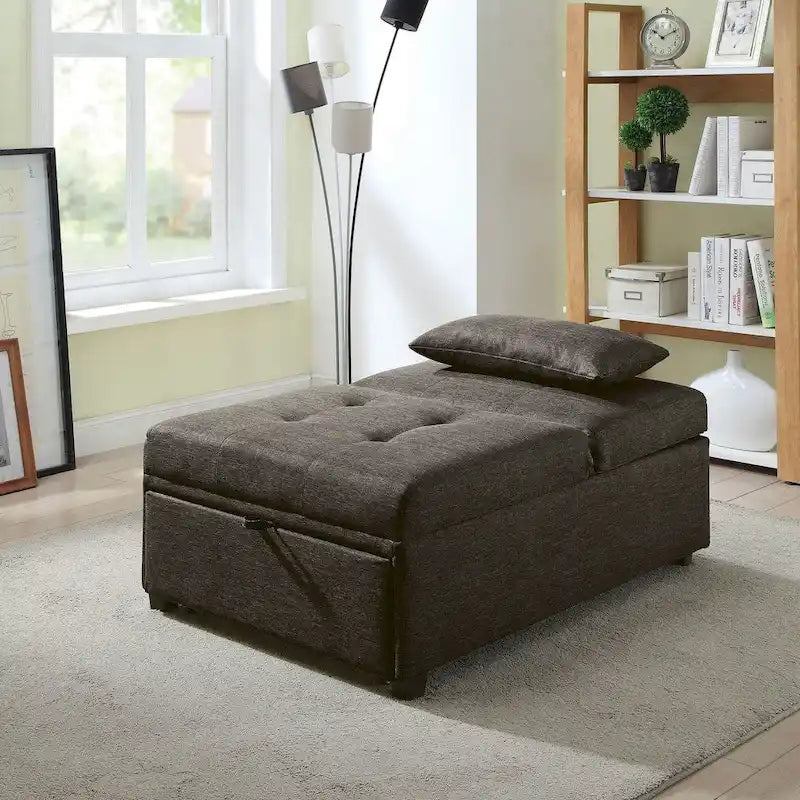 Moderner wandelbarer Futonsessel aus Stoff mit Knopfheftung