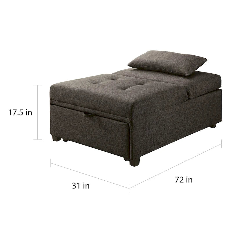 Moderner wandelbarer Futonsessel aus Stoff mit Knopfheftung