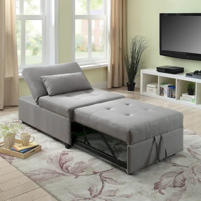 Moderner wandelbarer Futonsessel aus Stoff mit Knopfheftung