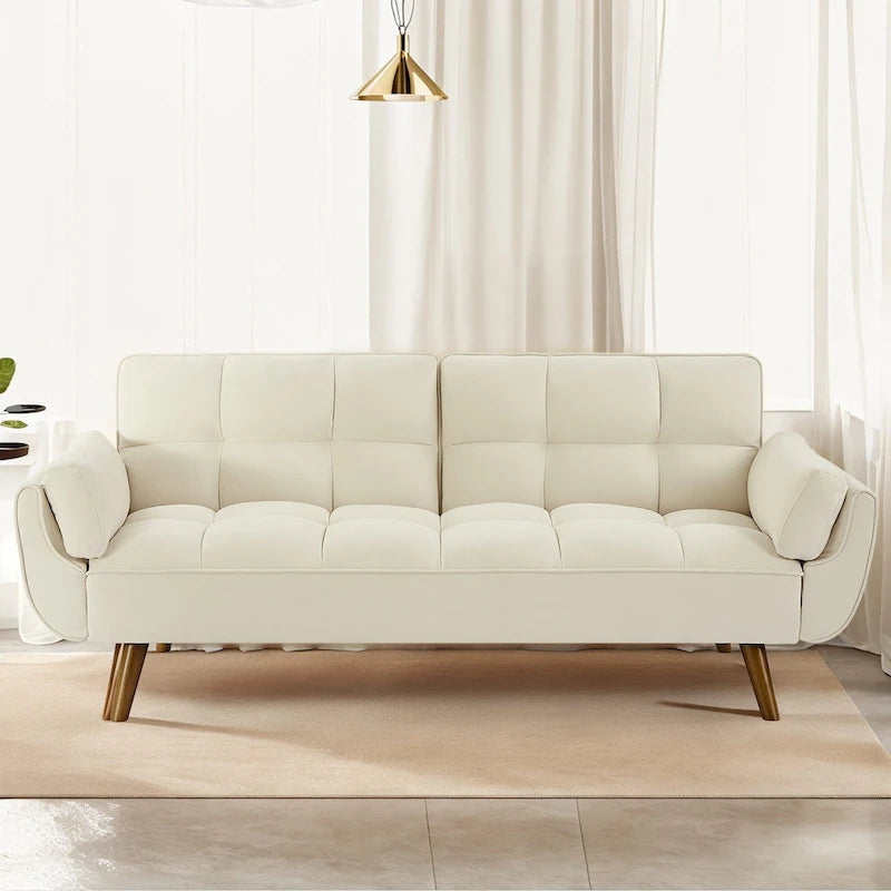 75.39 Sofa Bed, Convertible Sleeper Couch with Pillows, Foldable Loveseat Furniture for Living Room