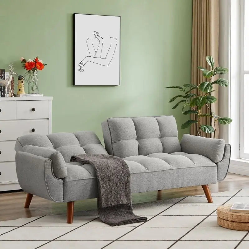 75.39 Schlafsofa mit Kissen, ausziehbares Sofa und klappbares Zweisitzersofa fürs Wohnzimmer