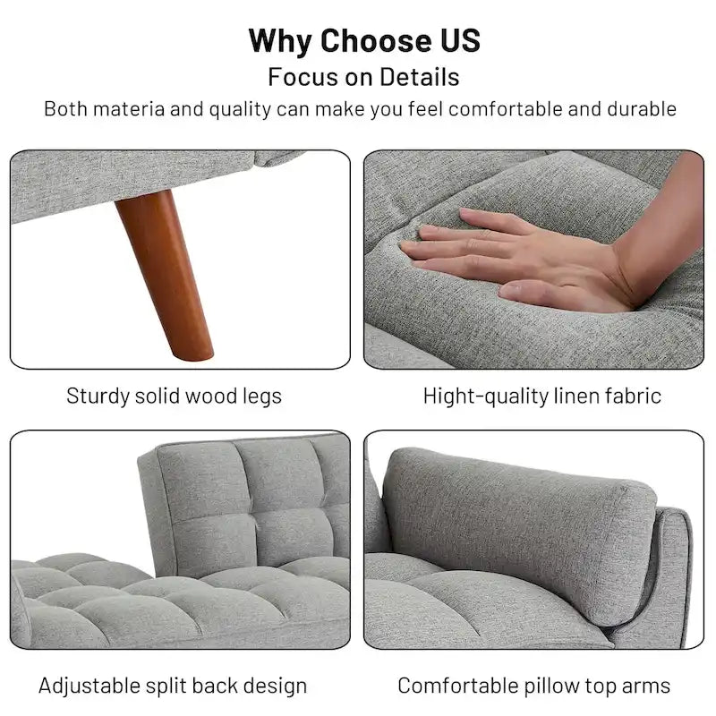 75.39 Schlafsofa mit Kissen, ausziehbares Sofa und klappbares Zweisitzersofa fürs Wohnzimmer