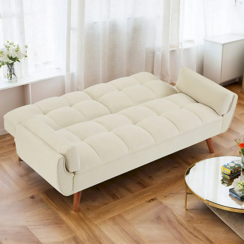 75.39 Schlafsofa mit Kissen, ausziehbares Sofa und klappbares Zweisitzersofa fürs Wohnzimmer