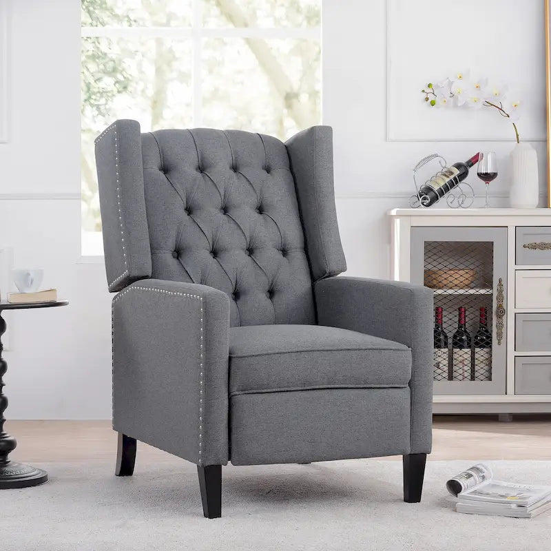 Sillón reclinable manual con respaldo alado y ancho - 34.45 x 27.16 x 40.55