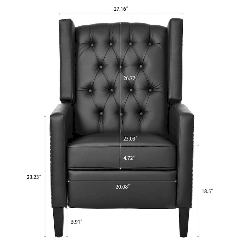 Sillón reclinable manual con respaldo alado y ancho - 34.45 x 27.16 x 40.55