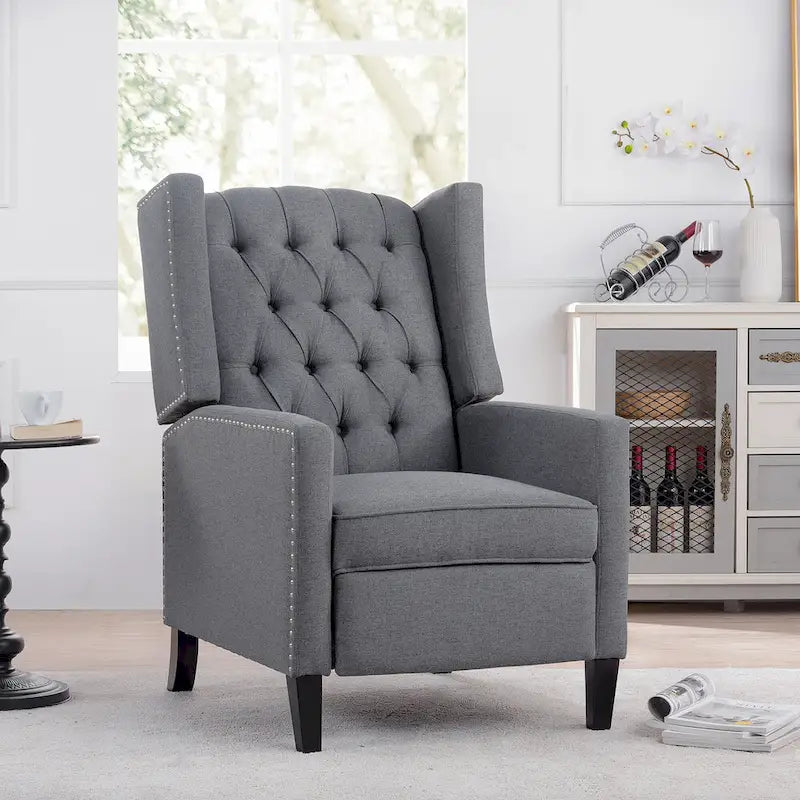 Sillón reclinable manual con respaldo alado y ancho - 34.45 x 27.16 x 40.55