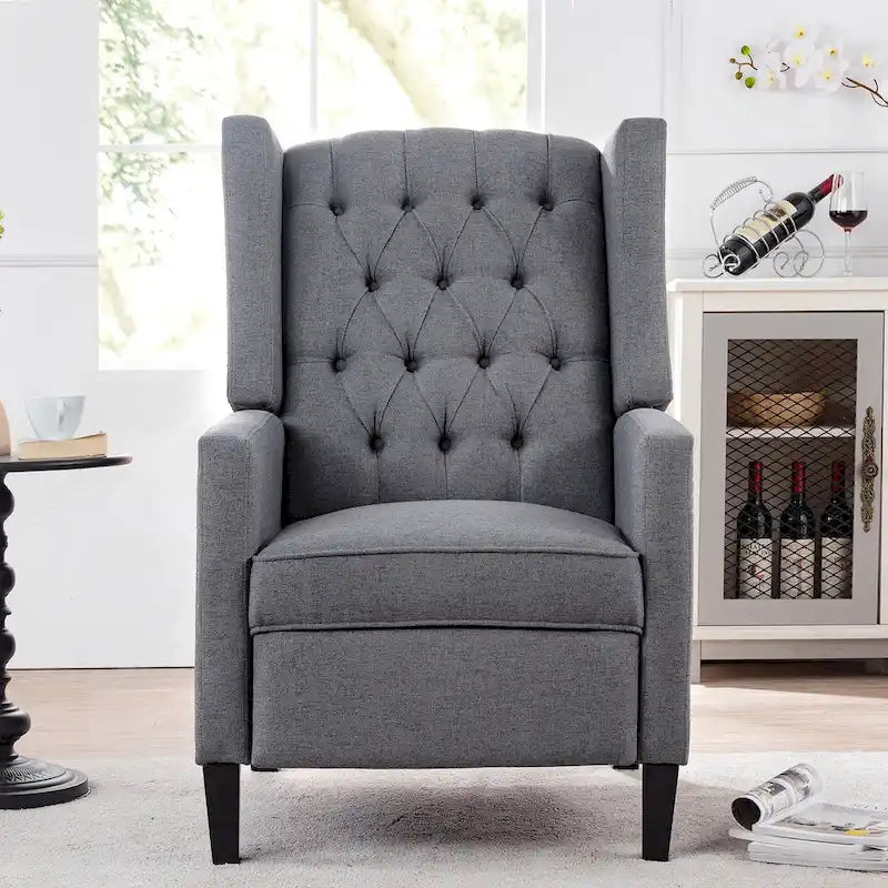 Sillón reclinable manual con respaldo alado y ancho - 34.45 x 27.16 x 40.55