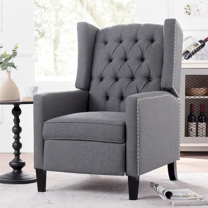 Sillón reclinable manual con respaldo alado y ancho - 34.45 x 27.16 x 40.55