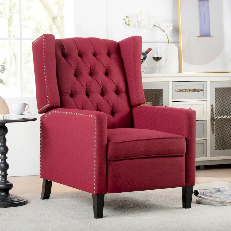 Sillón reclinable manual con respaldo alado y ancho - 34.45 x 27.16 x 40.55
