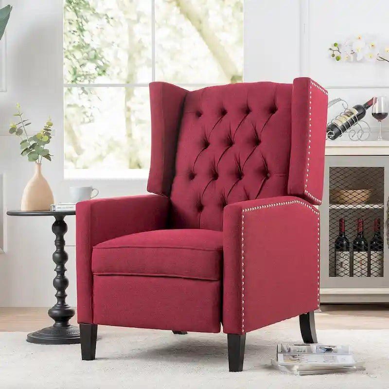Sillón reclinable manual con respaldo alado y ancho - 34.45 x 27.16 x 40.55