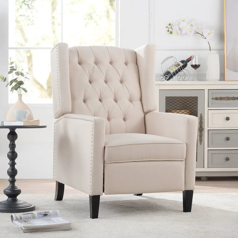 Sillón reclinable manual con respaldo alado y ancho - 34.45 x 27.16 x 40.55