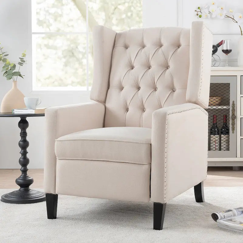 Sillón reclinable manual con respaldo alado y ancho - 34.45 x 27.16 x 40.55