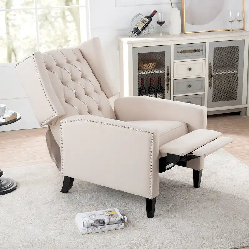 Sillón reclinable manual con respaldo alado y ancho - 34.45 x 27.16 x 40.55