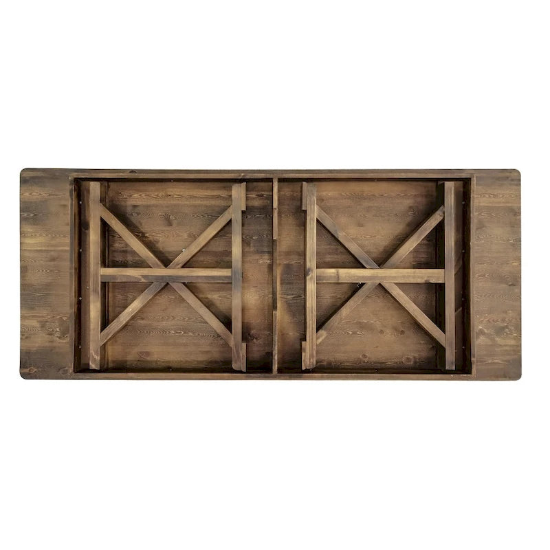 Rechteckiger, rustikaler Esstisch aus massivem Kiefernholz, antik, klappbar, 8' x 40