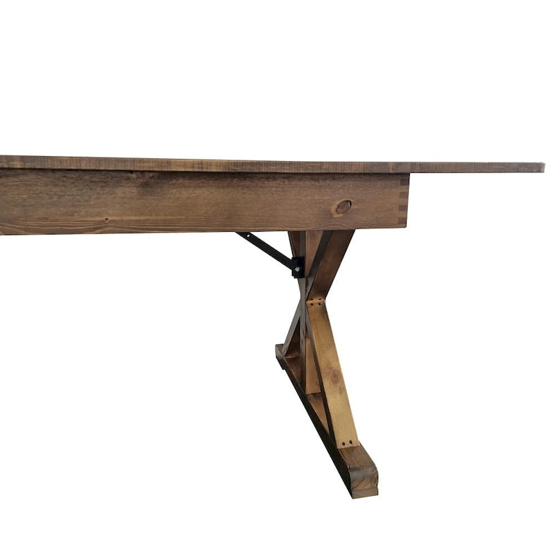 Rechteckiger, rustikaler Esstisch aus massivem Kiefernholz, antik, klappbar, 8' x 40