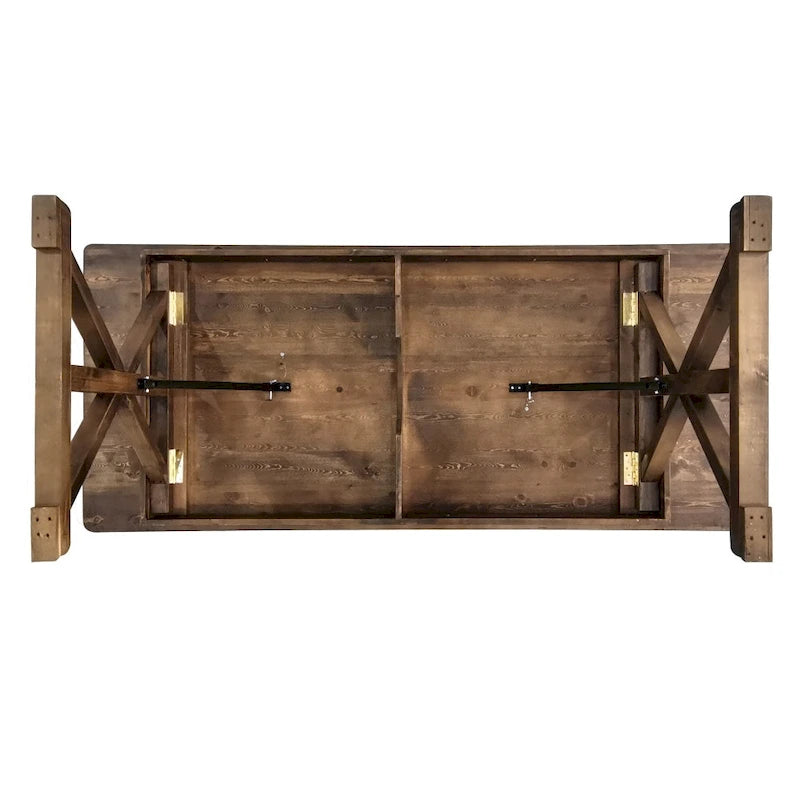 Rechteckiger, rustikaler Esstisch aus massivem Kiefernholz, antik, klappbar, 8' x 40