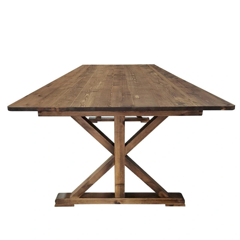 Rechteckiger, rustikaler Esstisch aus massivem Kiefernholz, antik, klappbar, 8' x 40