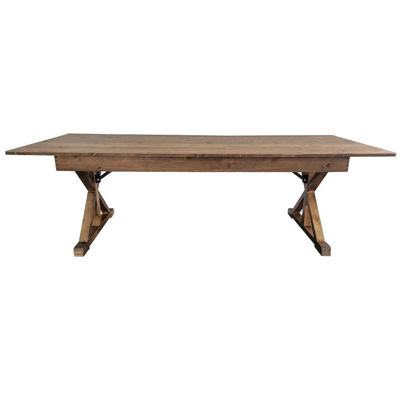 Rechteckiger, rustikaler Esstisch aus massivem Kiefernholz, antik, klappbar, 8' x 40