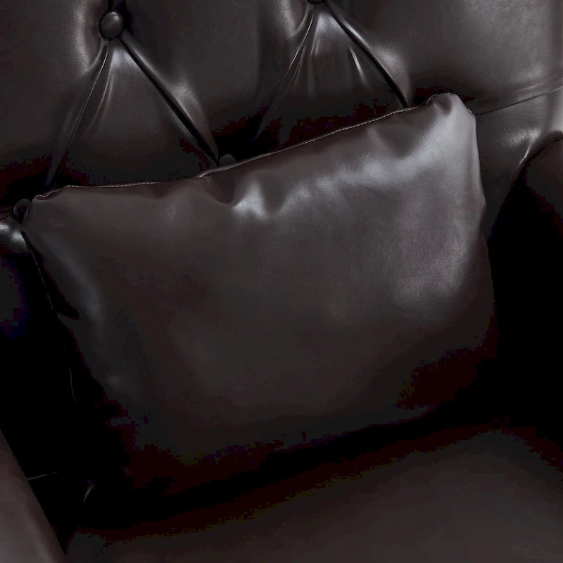 Lot de 2 fauteuils rembourrés avec accoudoirs, capitonnage à boutons et coussin lombaire, beige/gris/bleu clair