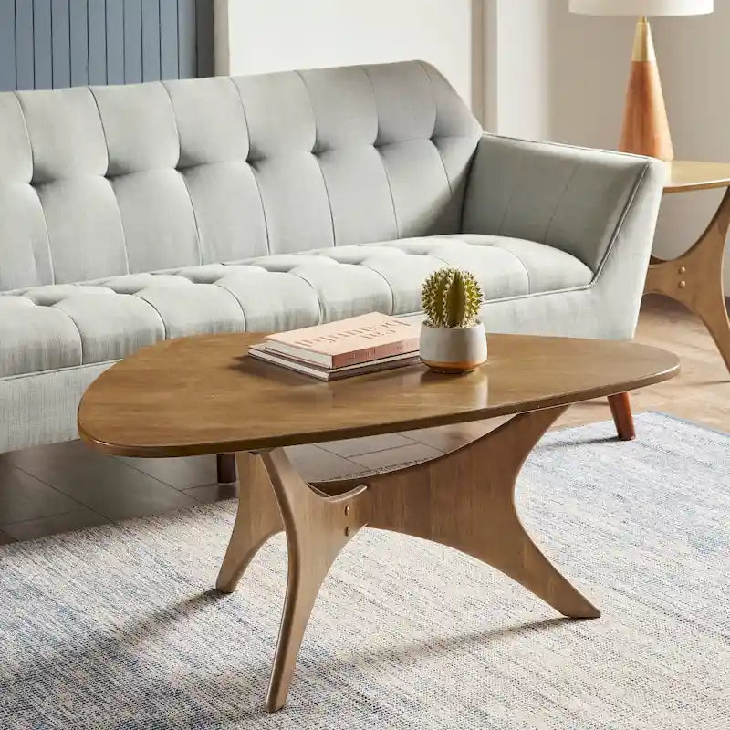 Mesa de centro triangular de madera de estilo desgastado