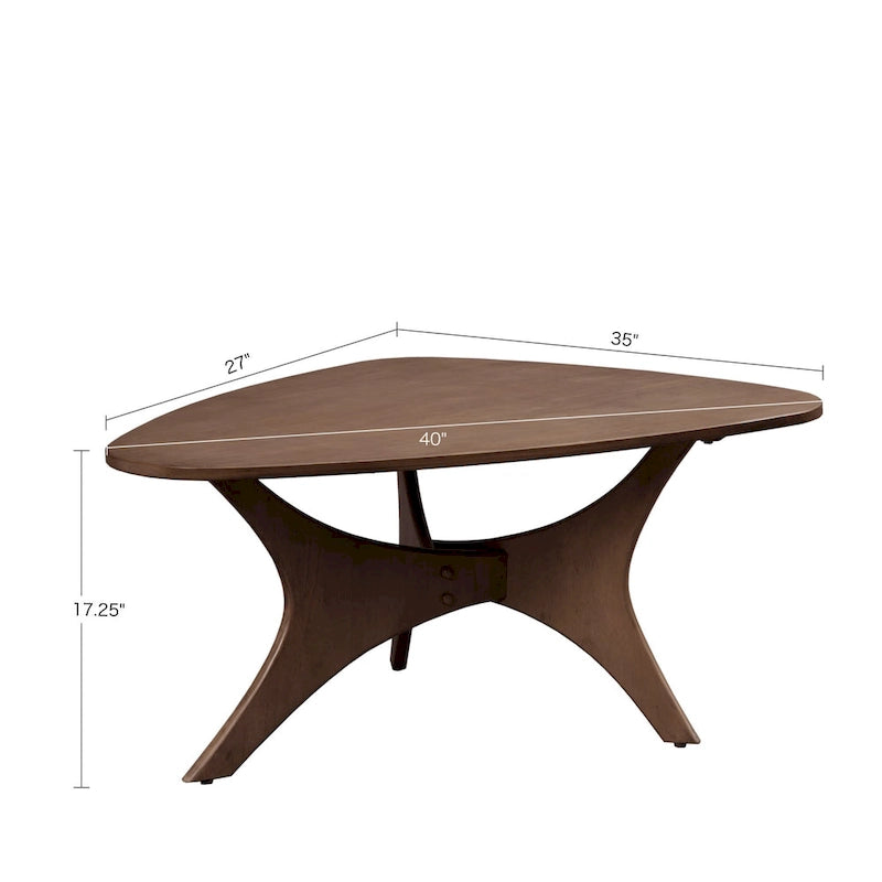 Mesa de centro triangular de madera de estilo desgastado