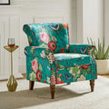 Fauteuil d’appoint traditionnel en polyester avec accoudoirs arrondis et garniture de clous décoratifs