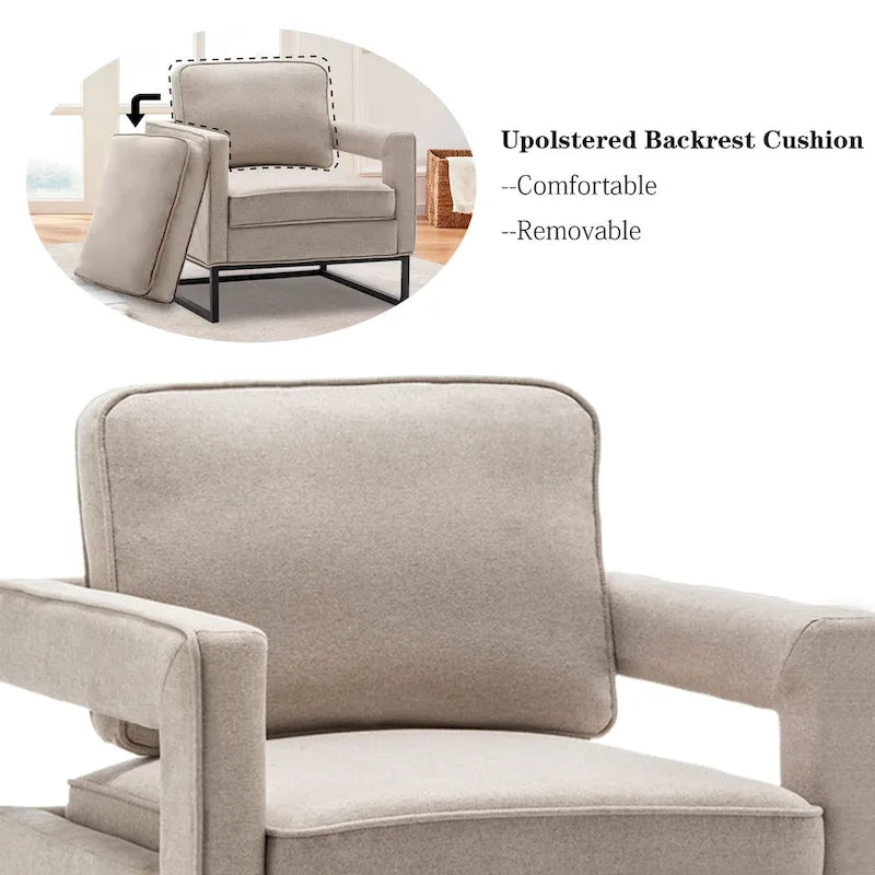 Fauteuil d’appoint moderne avec accoudoirs, fauteuil de salon du milieu du siècle rembourré