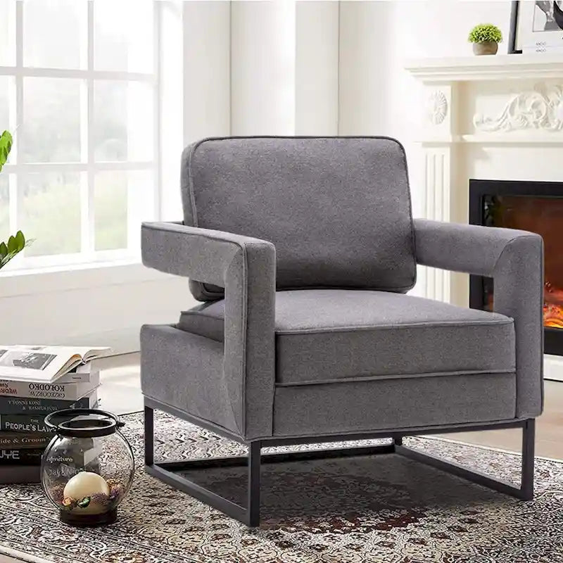 Moderner Akzentsessel mit Armlehnen, Wohnzimmerstuhl im Mid-Century-Stil, gepolsterter Loungesessel