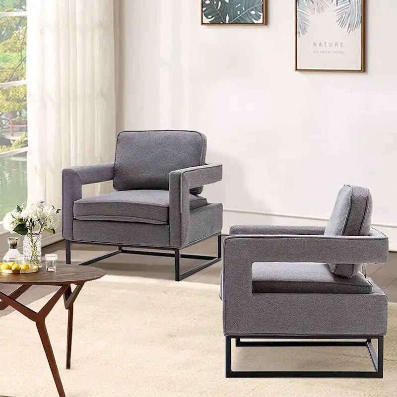 Moderner Akzentsessel mit Armlehnen, Wohnzimmerstuhl im Mid-Century-Stil, gepolsterter Loungesessel