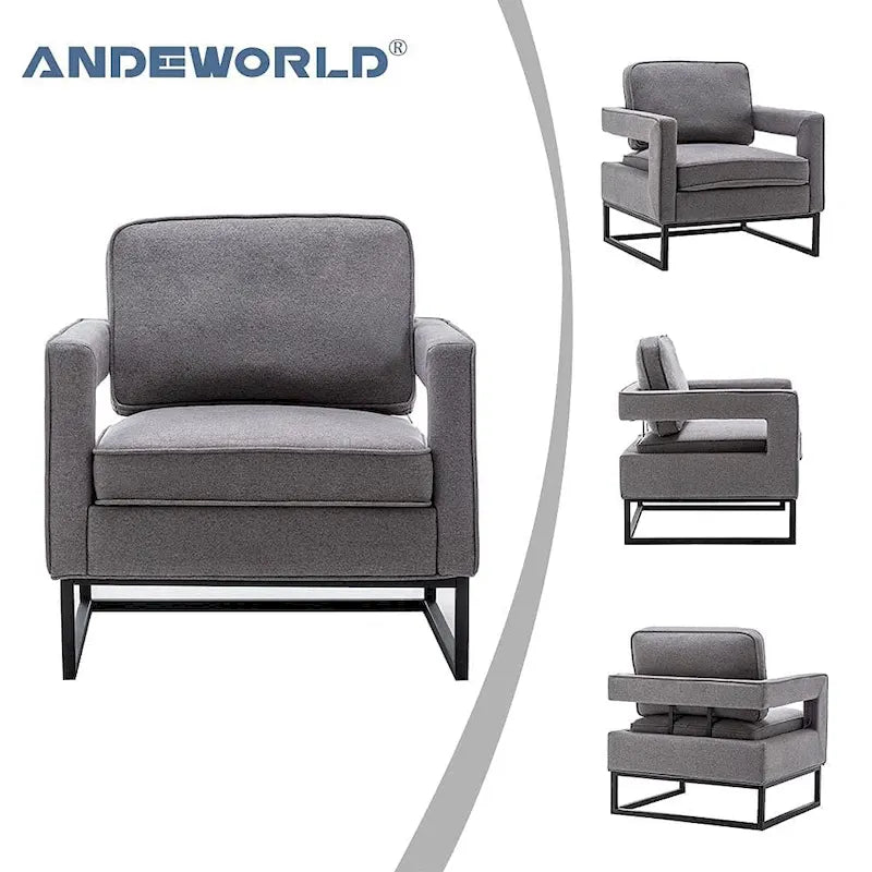 Moderner Akzentsessel mit Armlehnen, Wohnzimmerstuhl im Mid-Century-Stil, gepolsterter Loungesessel