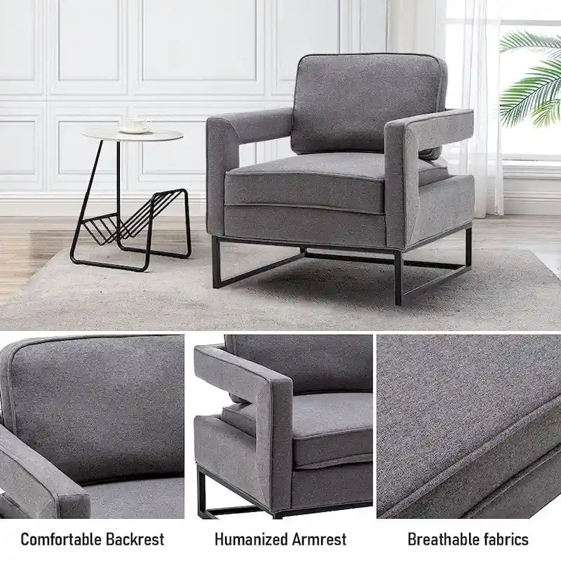 Moderner Akzentsessel mit Armlehnen, Wohnzimmerstuhl im Mid-Century-Stil, gepolsterter Loungesessel