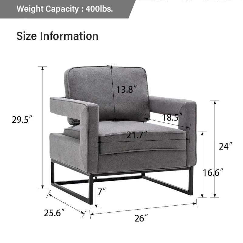 Moderner Akzentsessel mit Armlehnen, Wohnzimmerstuhl im Mid-Century-Stil, gepolsterter Loungesessel
