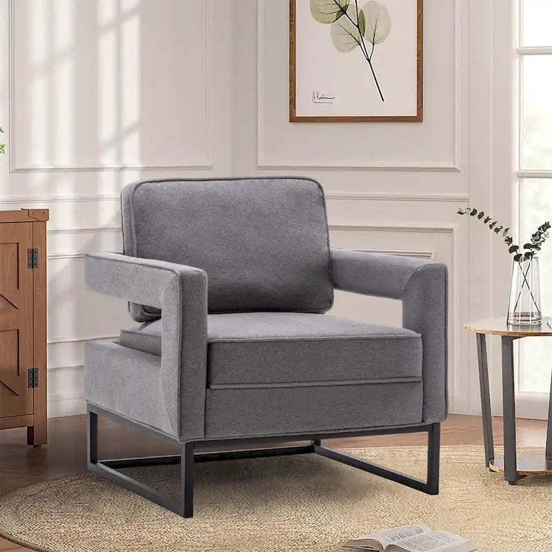 Moderner Akzentsessel mit Armlehnen, Wohnzimmerstuhl im Mid-Century-Stil, gepolsterter Loungesessel