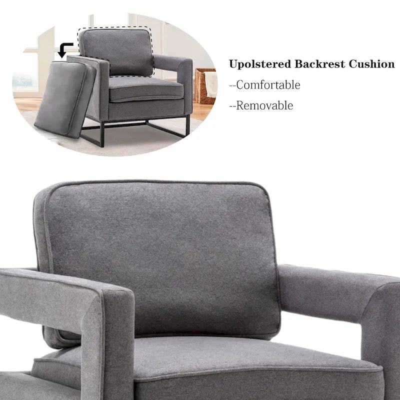Moderner Akzentsessel mit Armlehnen, Wohnzimmerstuhl im Mid-Century-Stil, gepolsterter Loungesessel