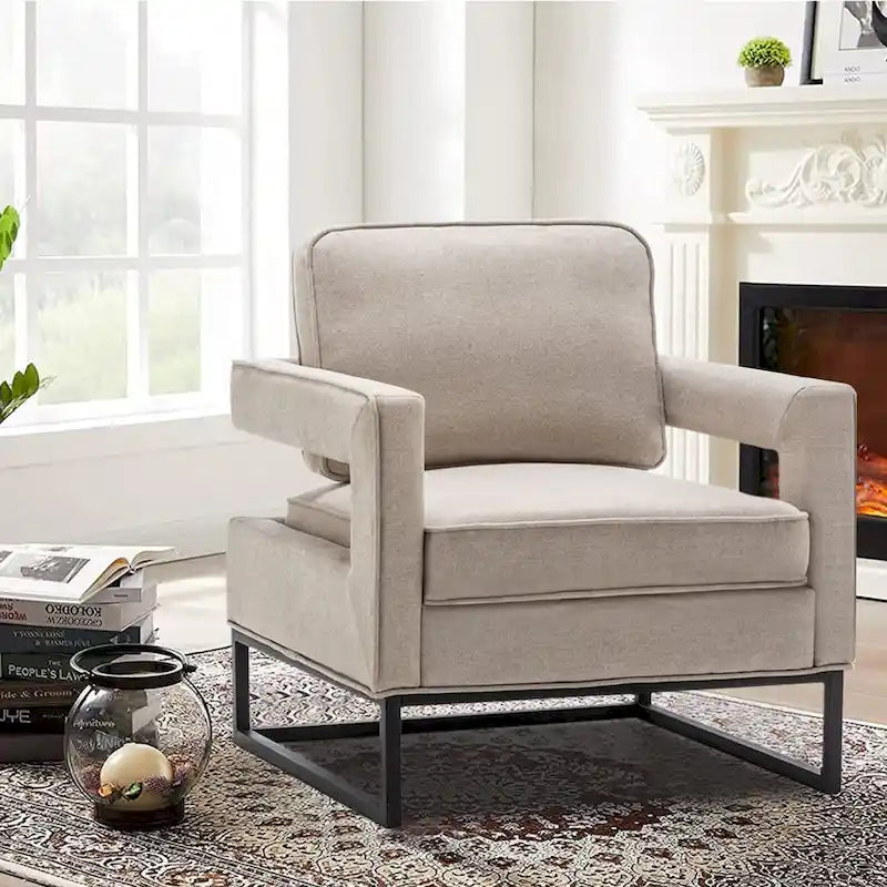 Moderner Akzentsessel mit Armlehnen, Wohnzimmerstuhl im Mid-Century-Stil, gepolsterter Loungesessel