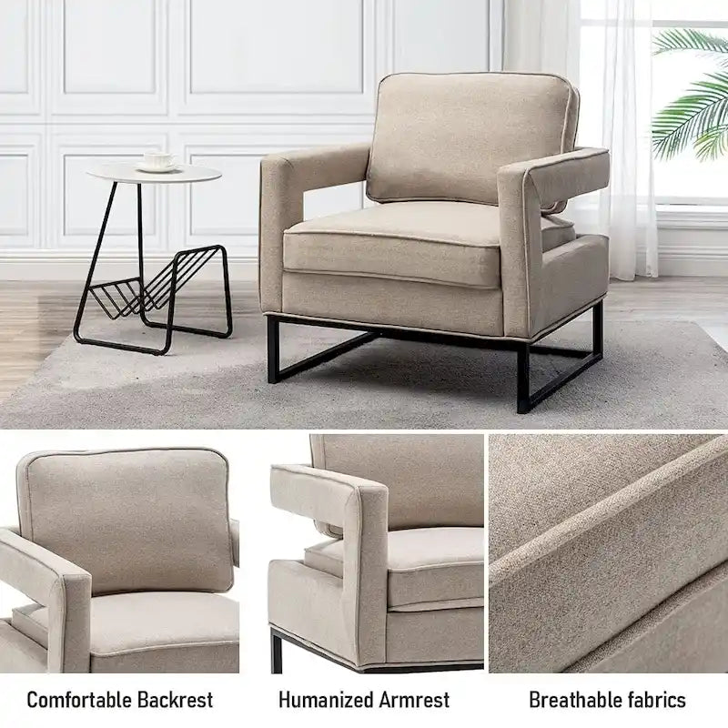 Moderner Akzentsessel mit Armlehnen, Wohnzimmerstuhl im Mid-Century-Stil, gepolsterter Loungesessel