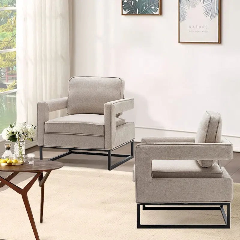 Moderner Akzentsessel mit Armlehnen, Wohnzimmerstuhl im Mid-Century-Stil, gepolsterter Loungesessel