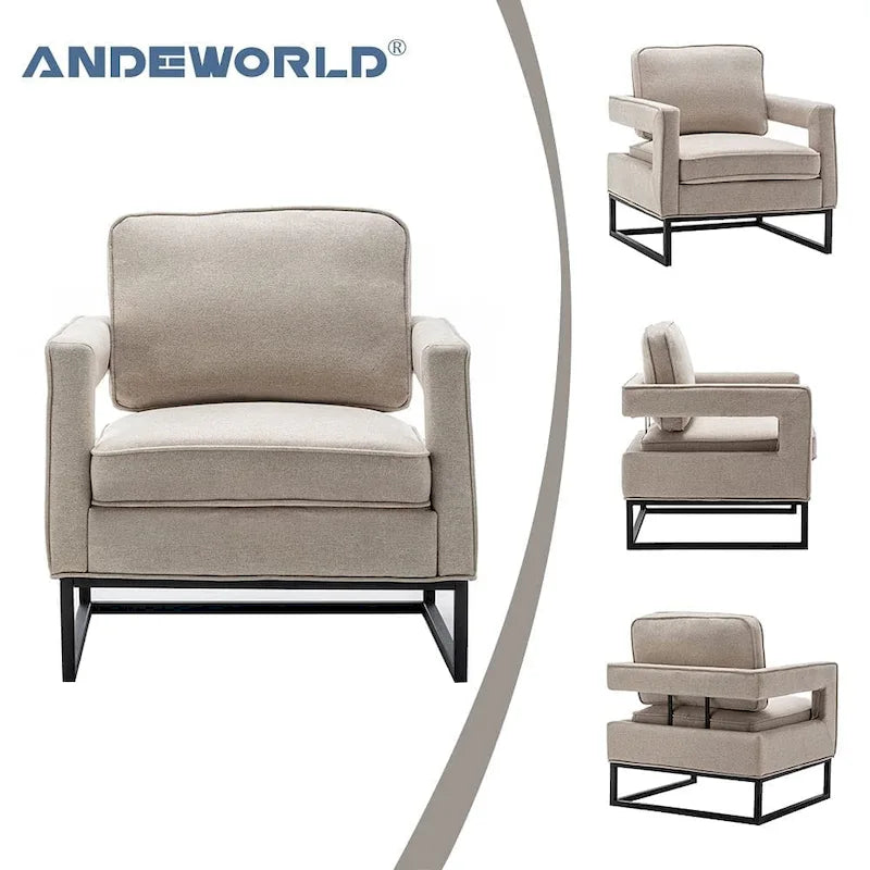 Moderner Akzentsessel mit Armlehnen, Wohnzimmerstuhl im Mid-Century-Stil, gepolsterter Loungesessel
